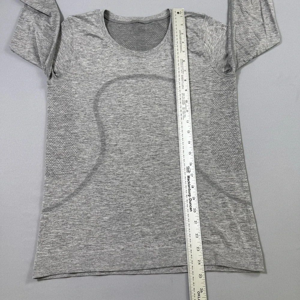 Lululemon Swiftly Tech Long‎ Sleeve Shirt Womens 8 Grey Heather Running Gym Yoga